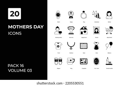 Mother day icons collection. Set vector line with elements for mobile concepts and web apps. Collection modern icons.