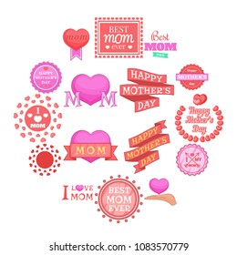 Mother Day icons set. Cartoon illustration of 16 Mother Day vector icons for web