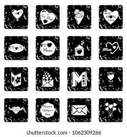 Mother Day icons set vector grunge isolated on white background 