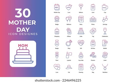 Mother Day Icons Set vector design