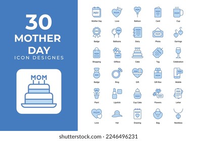 Mother Day Icons Set vector design