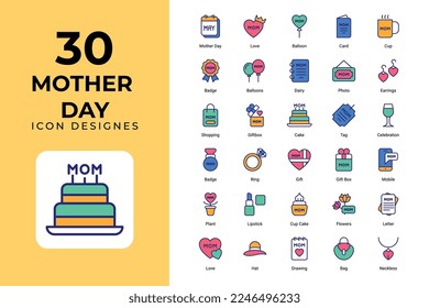 Mother Day Icons Set vector design