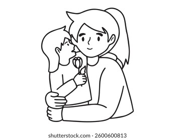 Mother Day Line Art Illustration