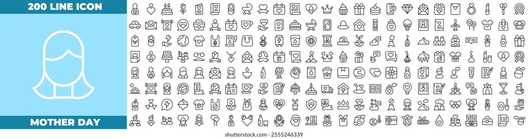 Mother Day Line Editable Icons set. Vector illustration in modern thin line style of mother day icons: mother, mother's day, mom, etc