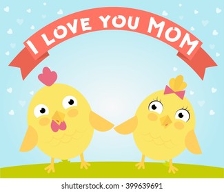 Mother day. Love you mom greeting card I love you mom. Happy mother day card. To the best mom in the world. Happy mothers day. Mother day vector illustration. 