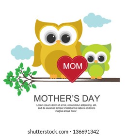 mother day owl family cute card