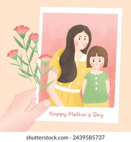 
Mother day photo card with flowers to mother