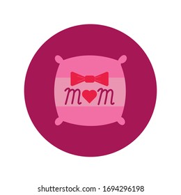 mother day pillow with heart block and flat style icon vector illustration design