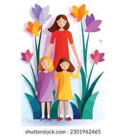 Mother day postcard vector isolated on white