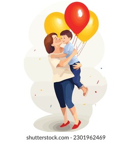 Mother day postcard vector isolated on white