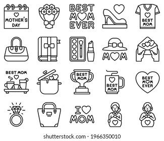 Mother day related vector icon set 4, line style