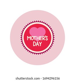 mother day seal stamp block and flat style icon vector illustration design