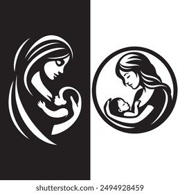 Mother day Silhouettes vector illustration .