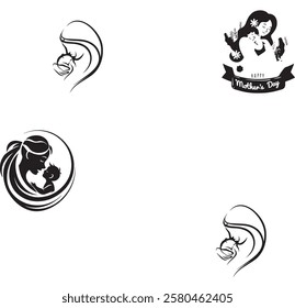 mother day silhoutte vector eps 10 file mother special day file