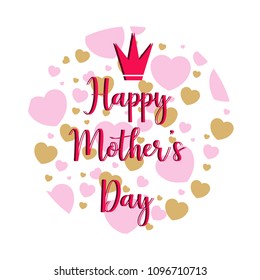 Mother day. Text and hearts