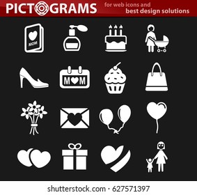 mother day vector icons for user interface design