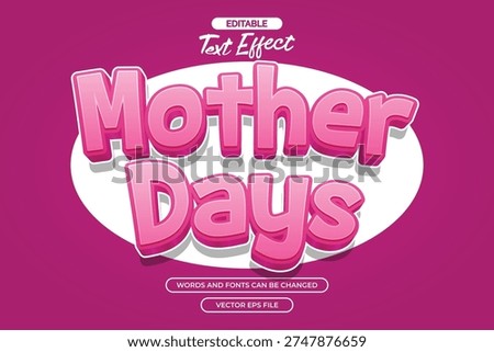 Mother days editable text effect 3d pink cartoon text style