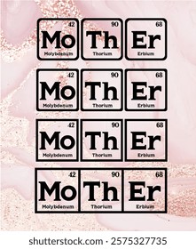 Mother Design in Periodic Table Cutout Style - Stock illustration #01C
