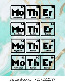 Mother Design in Periodic Table Cutout Style - Stock illustration #02C
