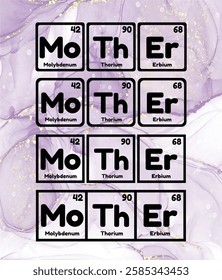 Mother Design in Periodic Table Cutout Style - Stock illustration #03C