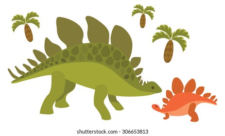 Mother dinosaur and her cute baby.