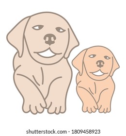 Mother dog and puppies flat color icon for apps or websites
