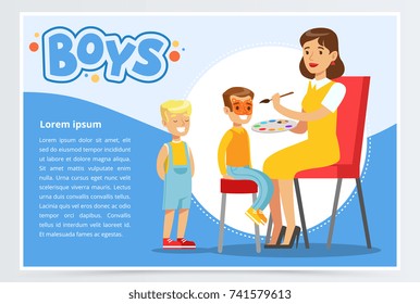 Mother doing make up for child