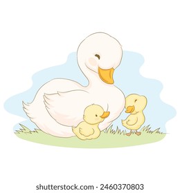 Mother duck and her ducklings, happy mothers day.