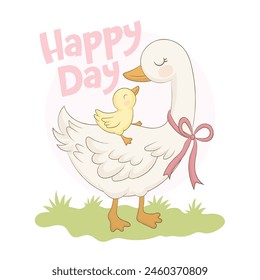 Mother duck and her ducklings, happy mothers day.