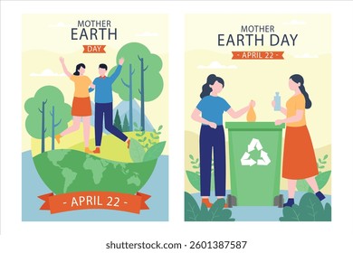Mother Earth Day April 22  Eco Friendly Illustrations and Sustainability Awareness