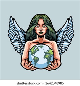 Mother earth day character illustration