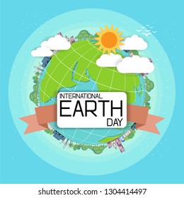 Mother earth day concept with globe and green. World environment day.