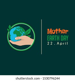 Mother Earth Day with hand holding the globe icon vector cartoon