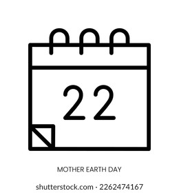 mother earth day icon. Line Art Style Design Isolated On White Background