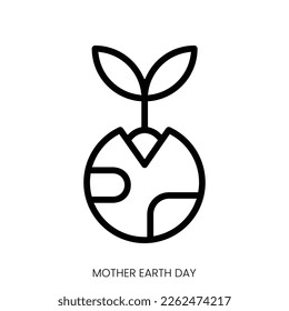 mother earth day icon. Line Art Style Design Isolated On White Background