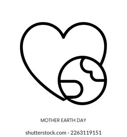 mother earth day icon. Line Art Style Design Isolated On White Background