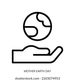 mother earth day icon. Line Art Style Design Isolated On White Background