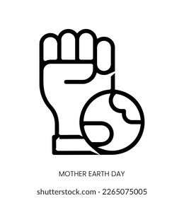 mother earth day icon. Line Art Style Design Isolated On White Background