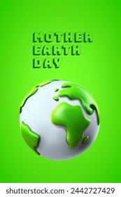 Mother Earth day. The Earth silhouette in cutout vector style. 3d vector 