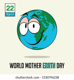 Mother Earth Day with smile earth vector cartoon design