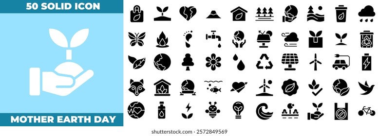 Mother Earth Day Solid Editable Icons set. Vector illustration in modern thin solid style of mother earth day icons: motherearth, environmental, protection, etc