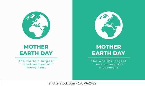 Mother earth day the world's largest environmental movement modern  banner in green and white color 