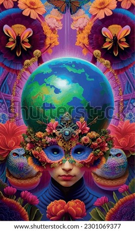 mother earth, deep connection to nature, save the planet, spirit and the universe, sacred being, spiritual art enviroment surrealistic art poster 