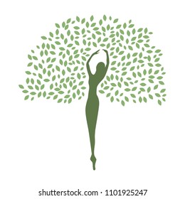 mother earth, lady become beautiful tree, logo. personal grow,  healing, connection with earth