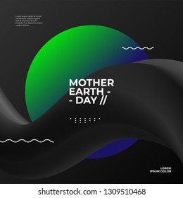 Mother earth poster design. Simplicity green color for your event. Vector color shape with fluid style.