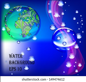 Mother Earth. Water, Bubbles, the Rain. A background for the text. Vector EPS 10