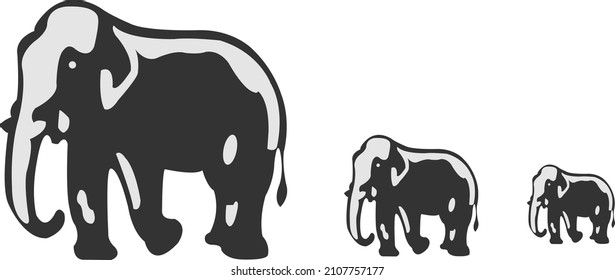 mother elephant and baby on white background