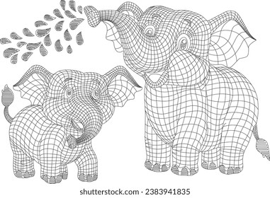 
A mother elephant and a baby elephant are splashing.