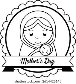 Mother Embracing Child Coloring Page for Mother’s Day Celebration

