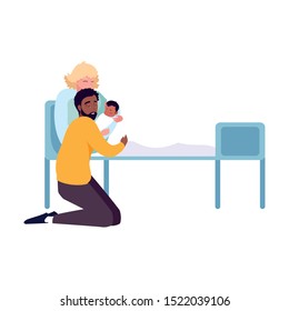 Mother and father with baby design, Child newborn childhood kid innocence and little theme Vector illustration